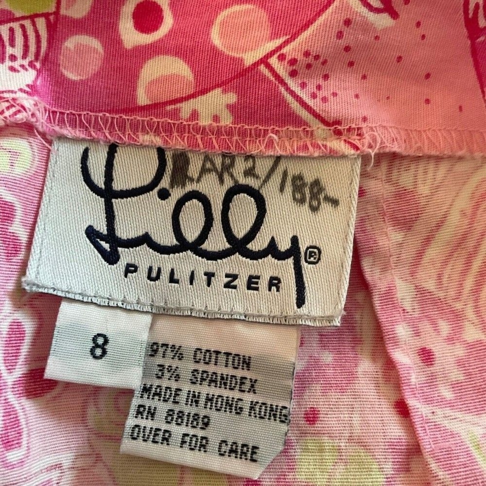 Lilly Pulitzer Chino Shorts Women Size 8 Pink Beach Blanket Bingo Print - Picture 2 of 5
